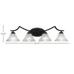Zilo Four Light Bath Bar in Matte Black with 7" Frosted Crystal Shade