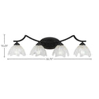 Zilo Four Light Bath Bar in Matte Black with 7" Gold Ice Shade