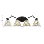 Zilo Four Light Bath Bar in Matte Black with 7" Sandhill Art Glass Shade