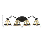 Zilo Four Light Bath Bar in Matte Black with 7" Zion Art Glass Shade