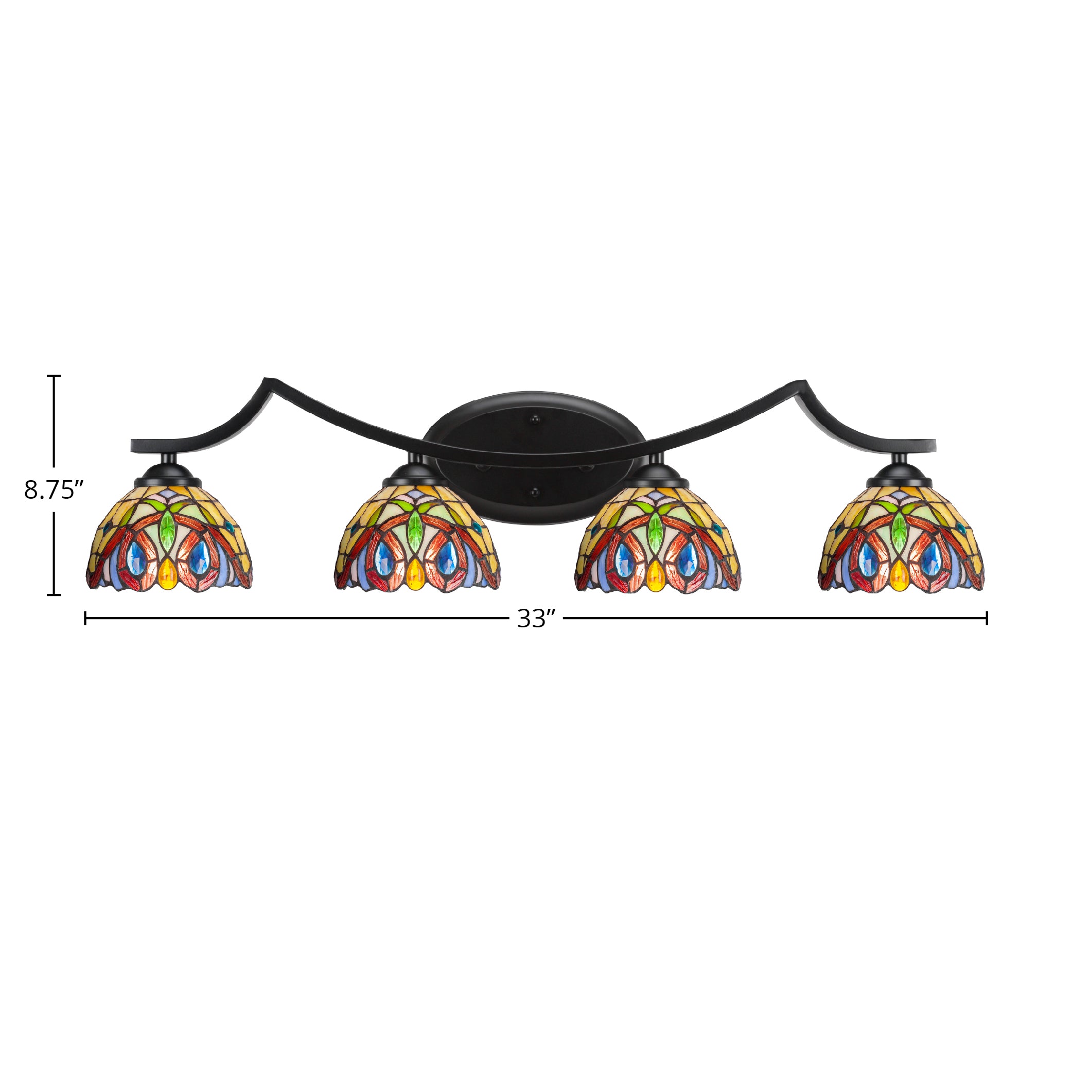 Zilo Four Light Bath Bar in Matte Black with 7" Lynx Art Glass Shade