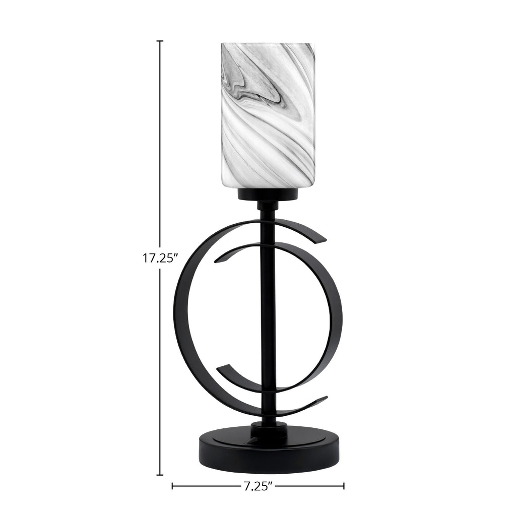 Accent Lamps One Light Accent Lamp in Matte Black with 4" Onyx Swirl Shade