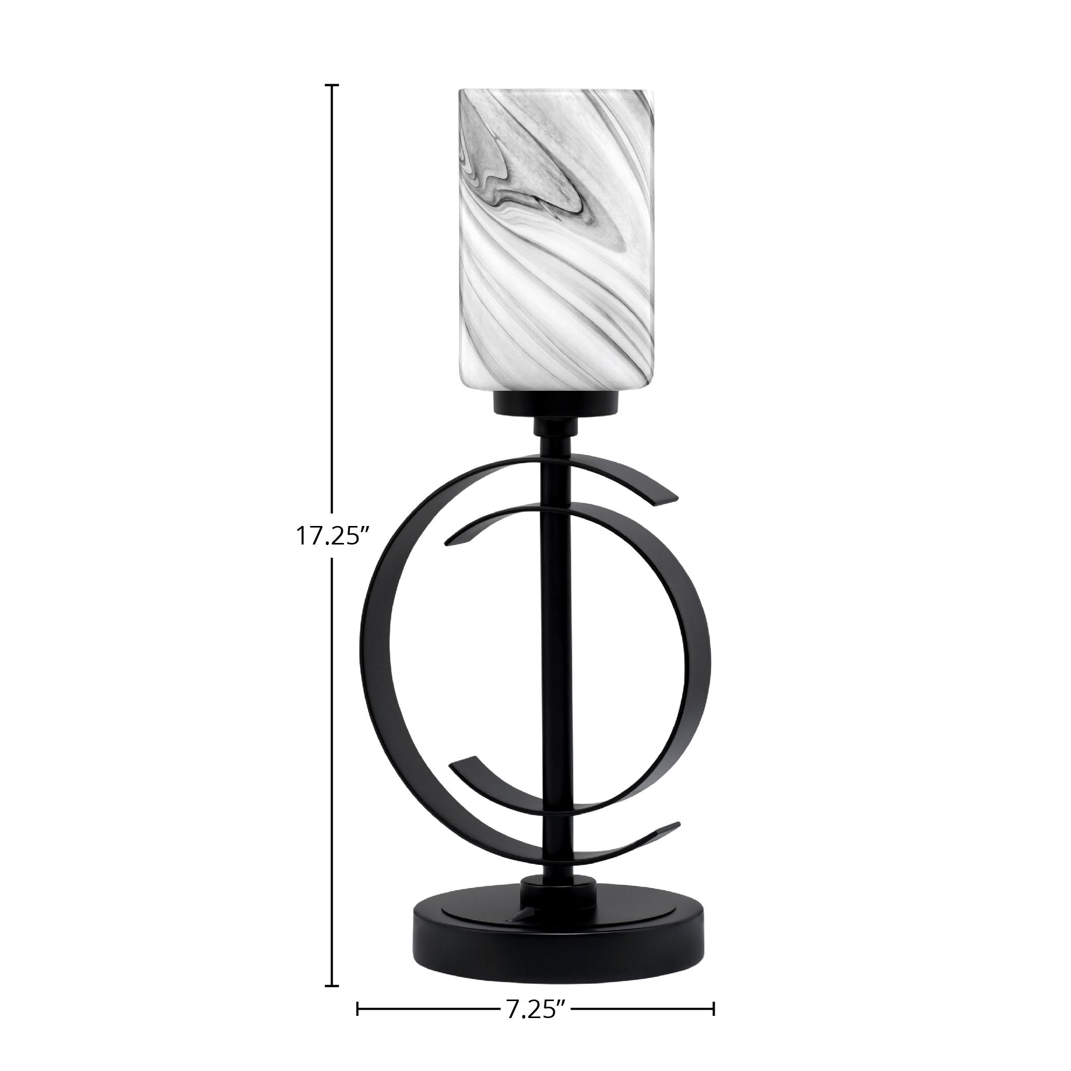 Accent Lamps One Light Accent Lamp in Matte Black with 4" Onyx Swirl Shade
