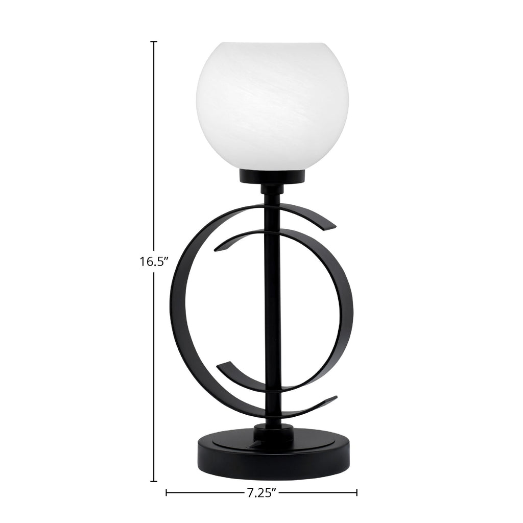 Accent Lamps One Light Accent Lamp in Matte Black with 5.75" White Marble Shade