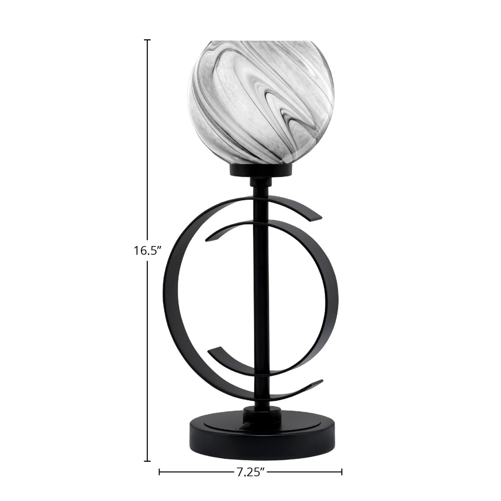 Accent Lamps One Light Accent Lamp in Matte Black with 5.75" Onyx Swirl Shade