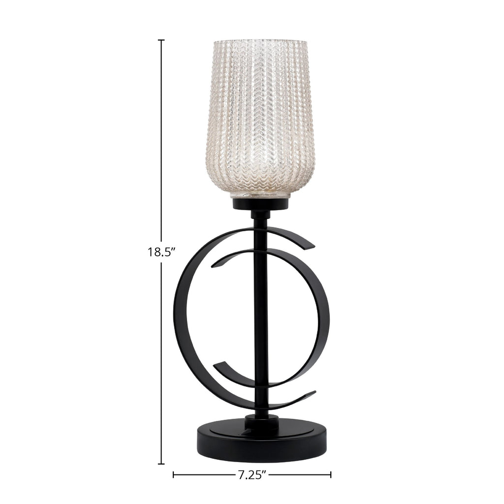 Accent Lamps One Light Accent Lamp in Matte Black with 5" Silver Textured Shade