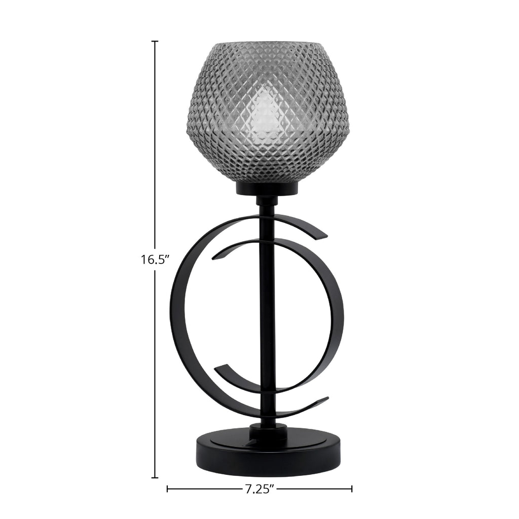Accent Lamps One Light Accent Lamp in Matte Black with 5" Smoke Textured Shade