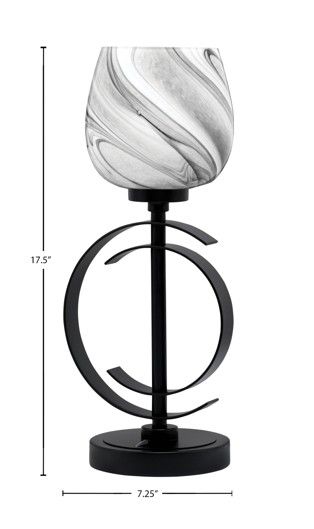 Accent Lamps One Light Accent Lamp in Matte Black with 6" Onyx Swirl Shade