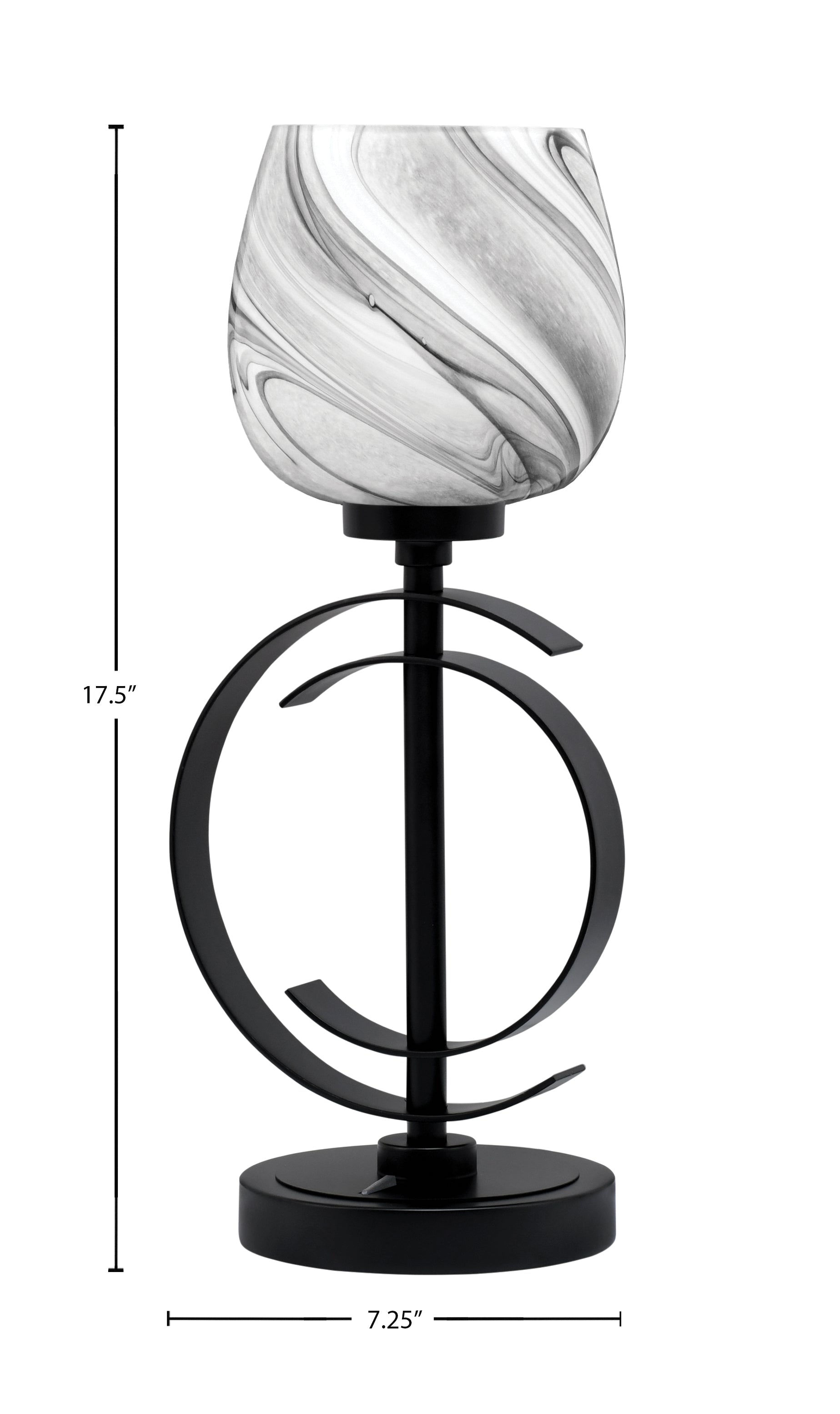 Accent Lamps One Light Accent Lamp in Matte Black with 6" Onyx Swirl Shade