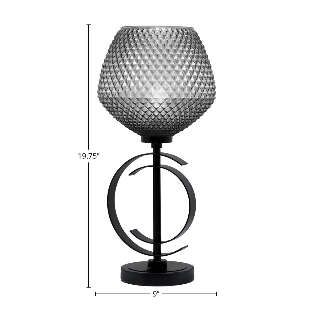 Accent Lamps One Light Accent Lamp in Matte Black with 9" Smoke Textured Shade