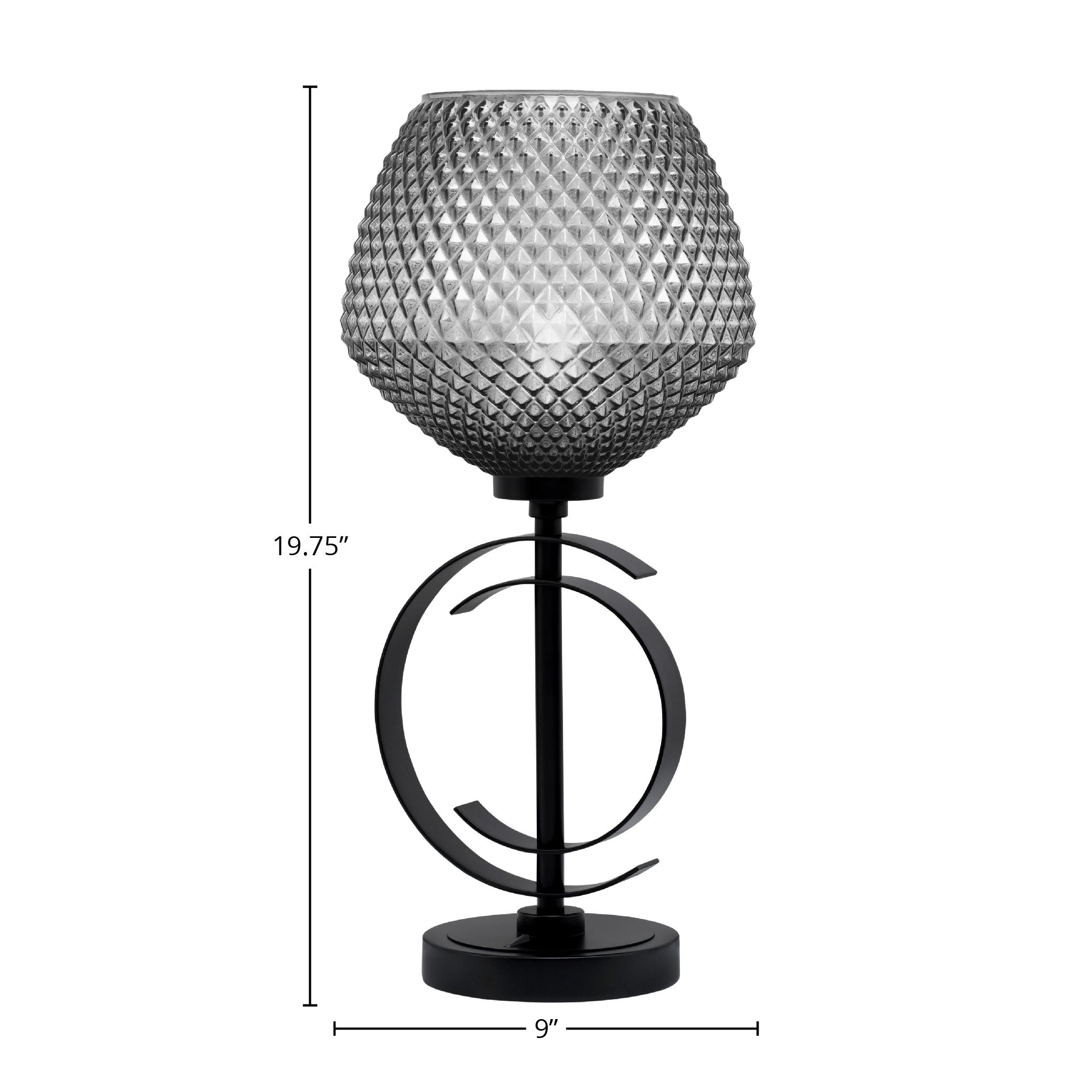 Accent Lamps One Light Accent Lamp in Matte Black with 9" Smoke Textured Shade