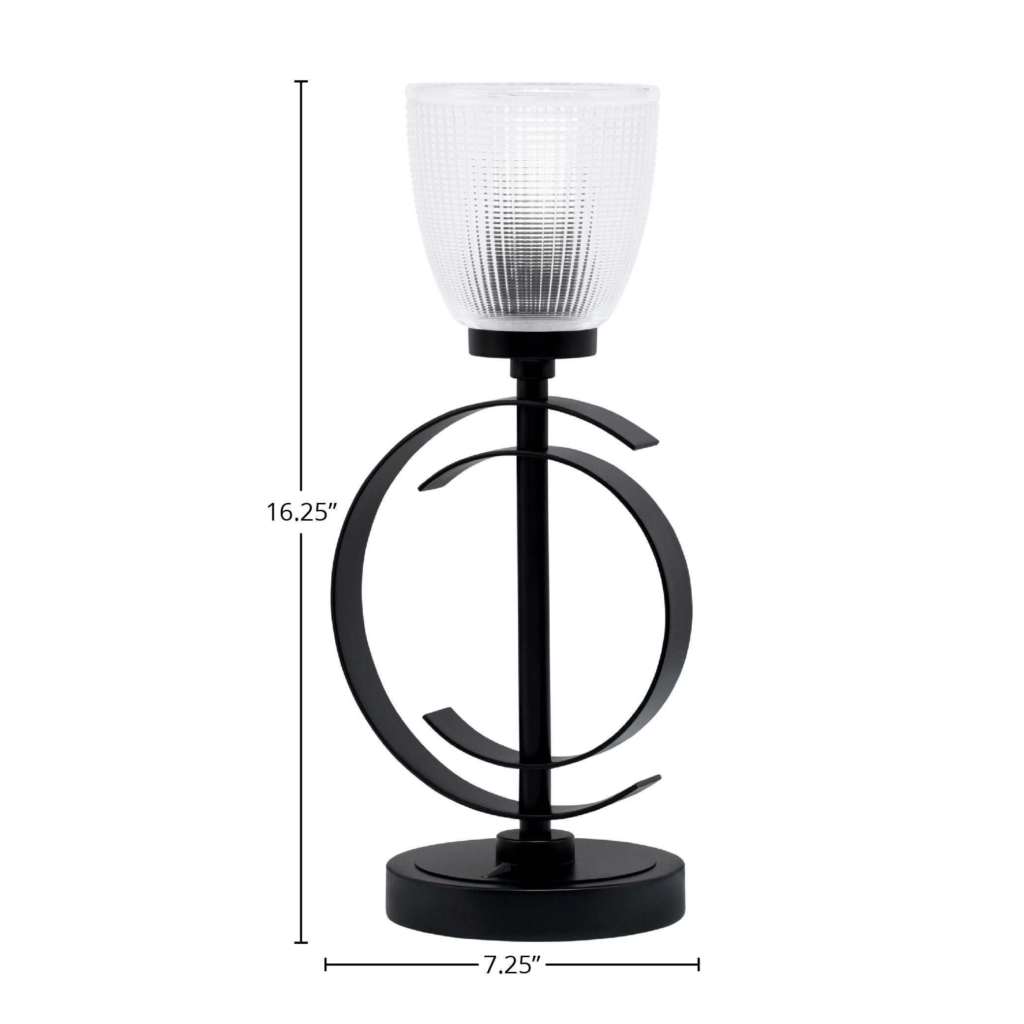 Accent Lamps One Light Accent Lamp in Matte Black with 5" Clear Ribbed Shade