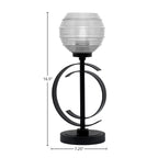 Accent Lamps One Light Accent Lamp in Matte Black with 6" Clear Ribbed Shade