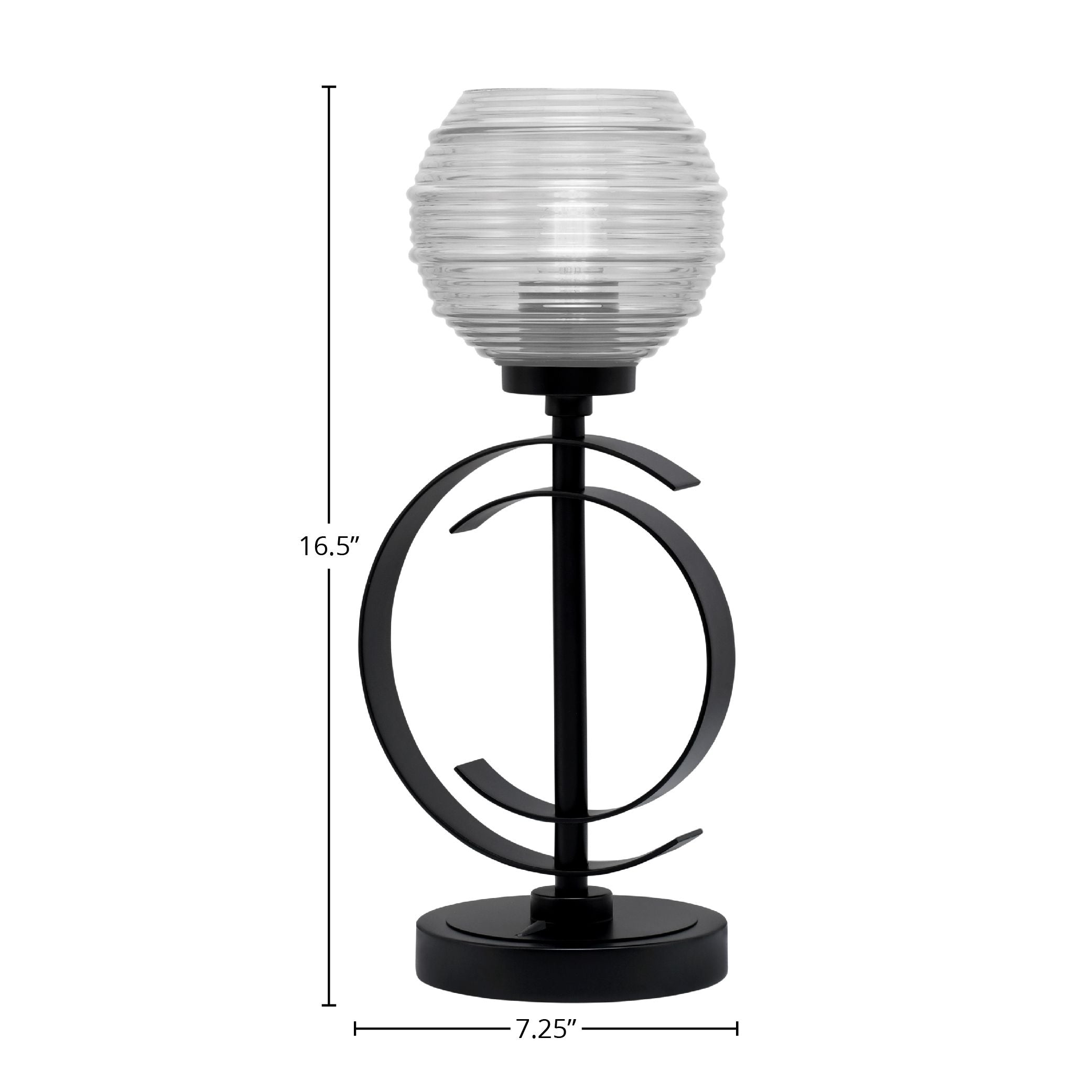 Accent Lamps One Light Accent Lamp in Matte Black with 6" Clear Ribbed Shade