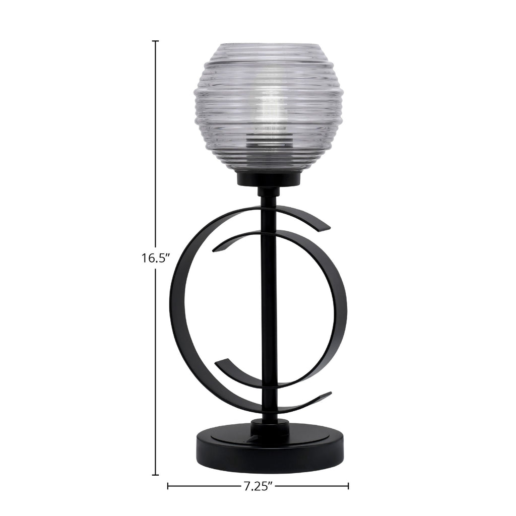 Accent Lamps One Light Accent Lamp in Matte Black with 6" Smoke Ribbed Shade