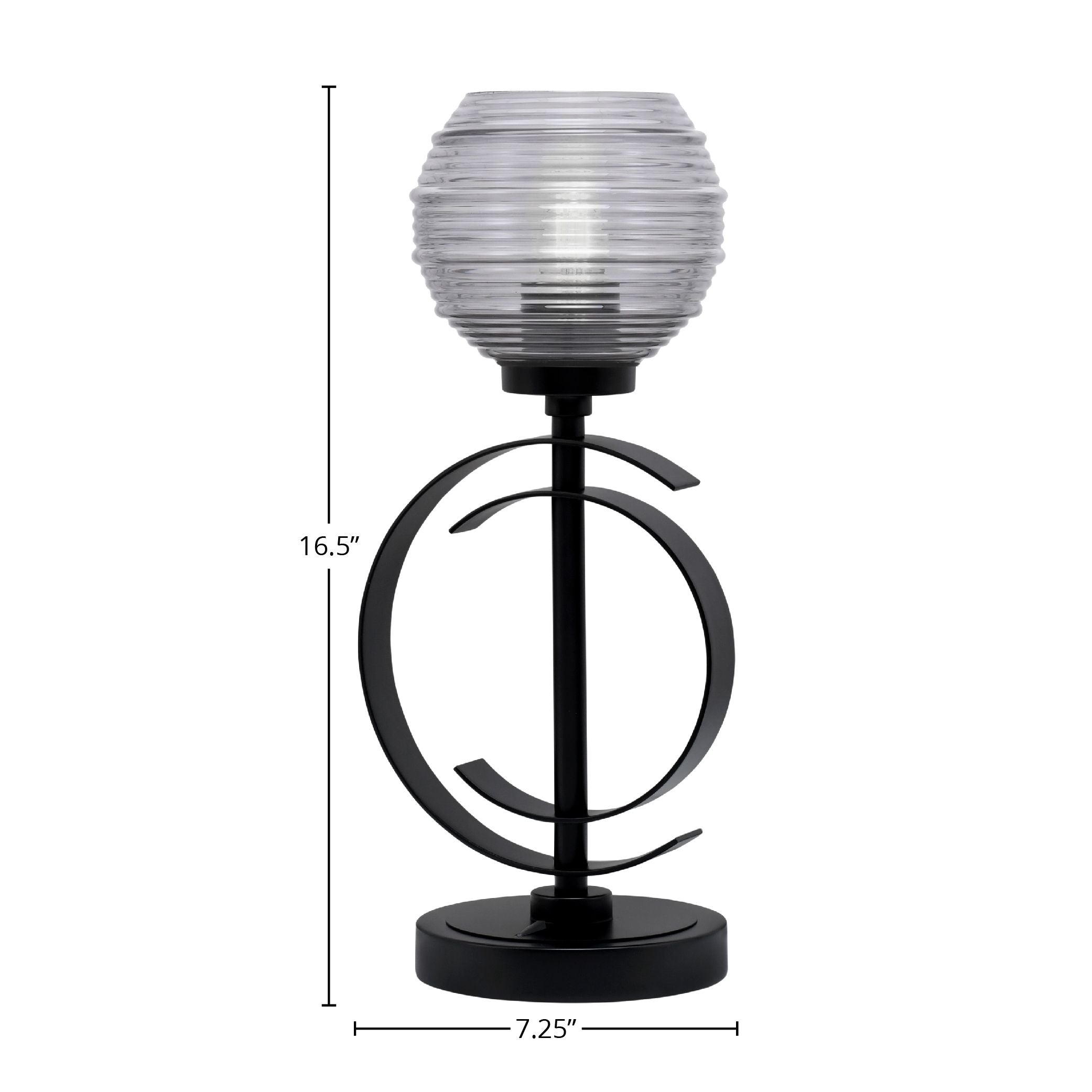 Accent Lamps One Light Accent Lamp in Matte Black with 6" Smoke Ribbed Shade