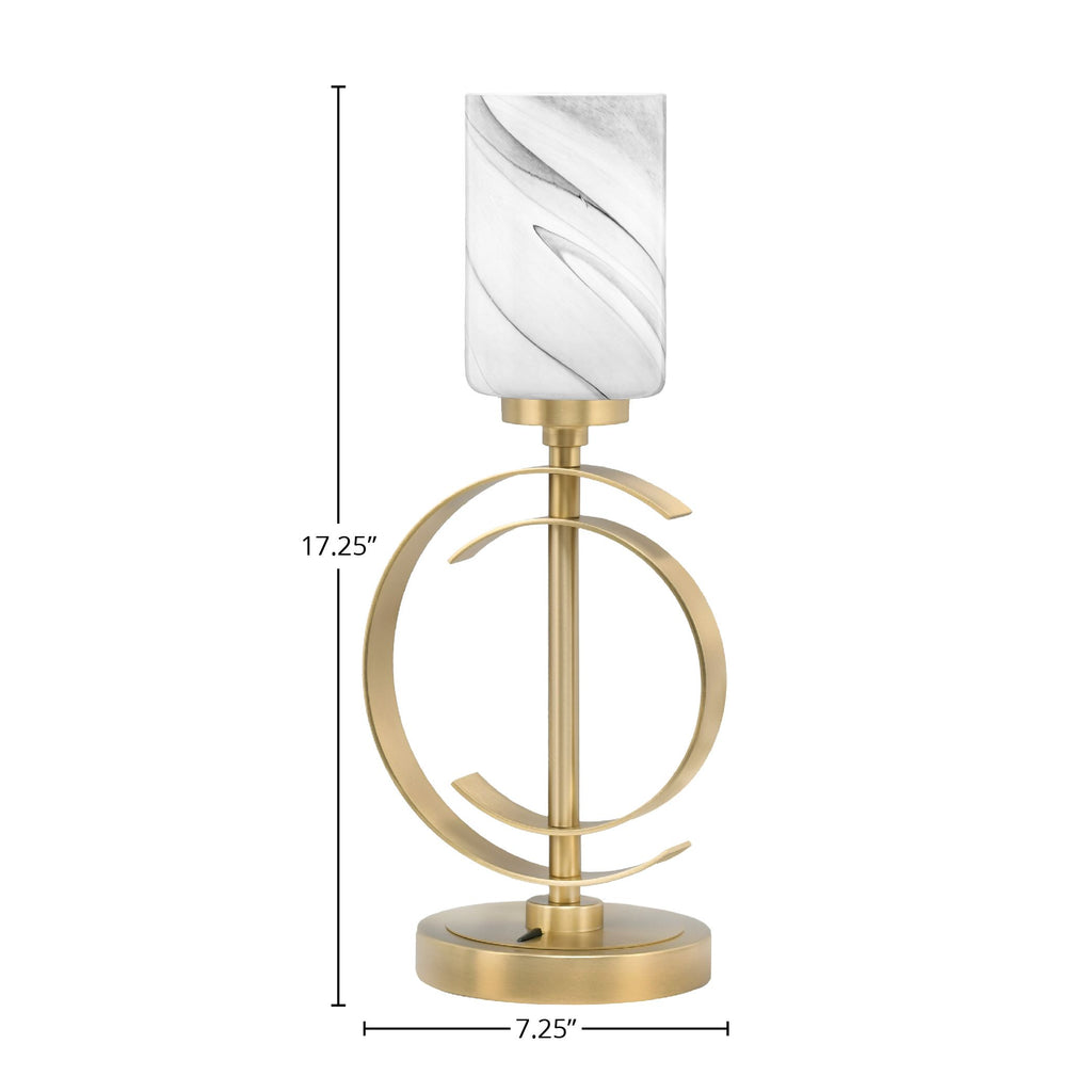 Accent Lamps One Light Accent Lamp in New Age Brass with 4" Onyx Swirl Shade