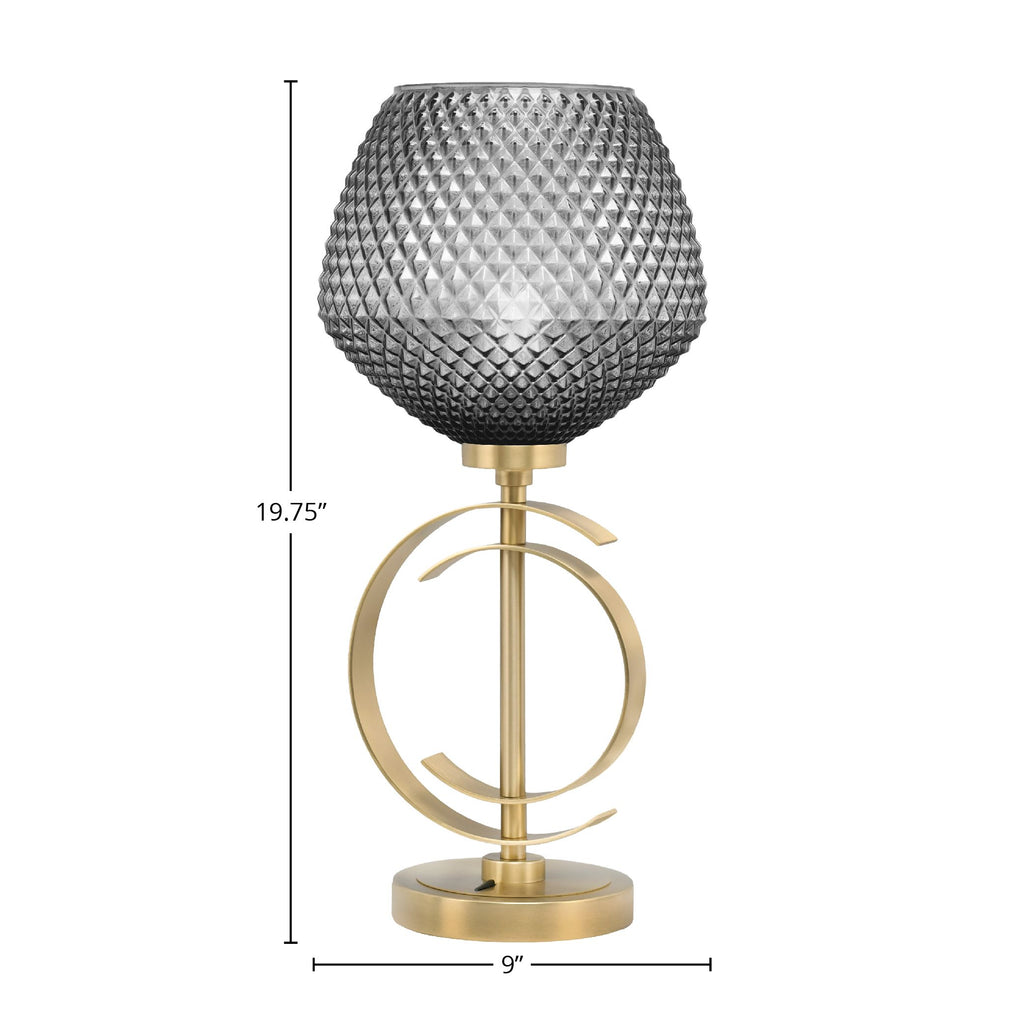 Accent Lamps One Light Accent Lamp in New Age Brass with 9" Smoke Textured Shade