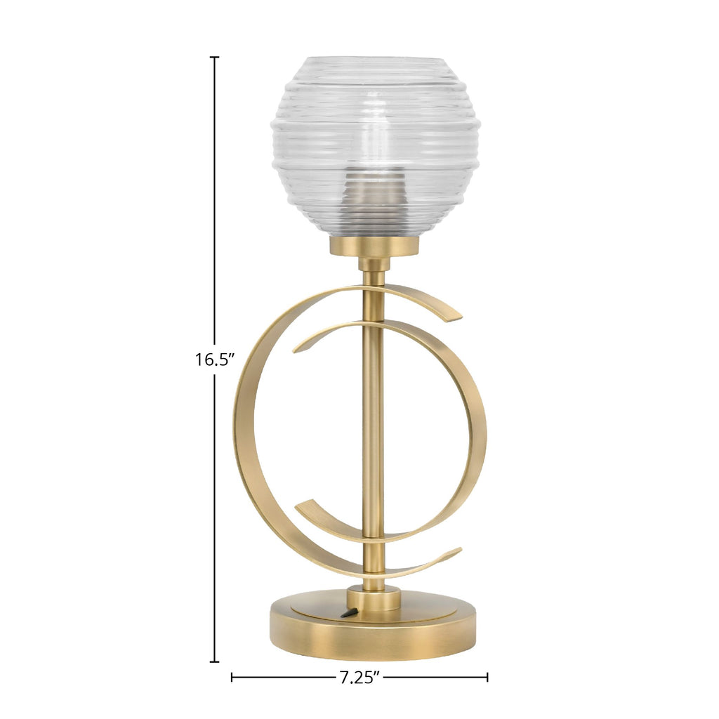 Accent Lamps One Light Accent Lamp in New Age Brass with 6" Clear Ribbed Shade