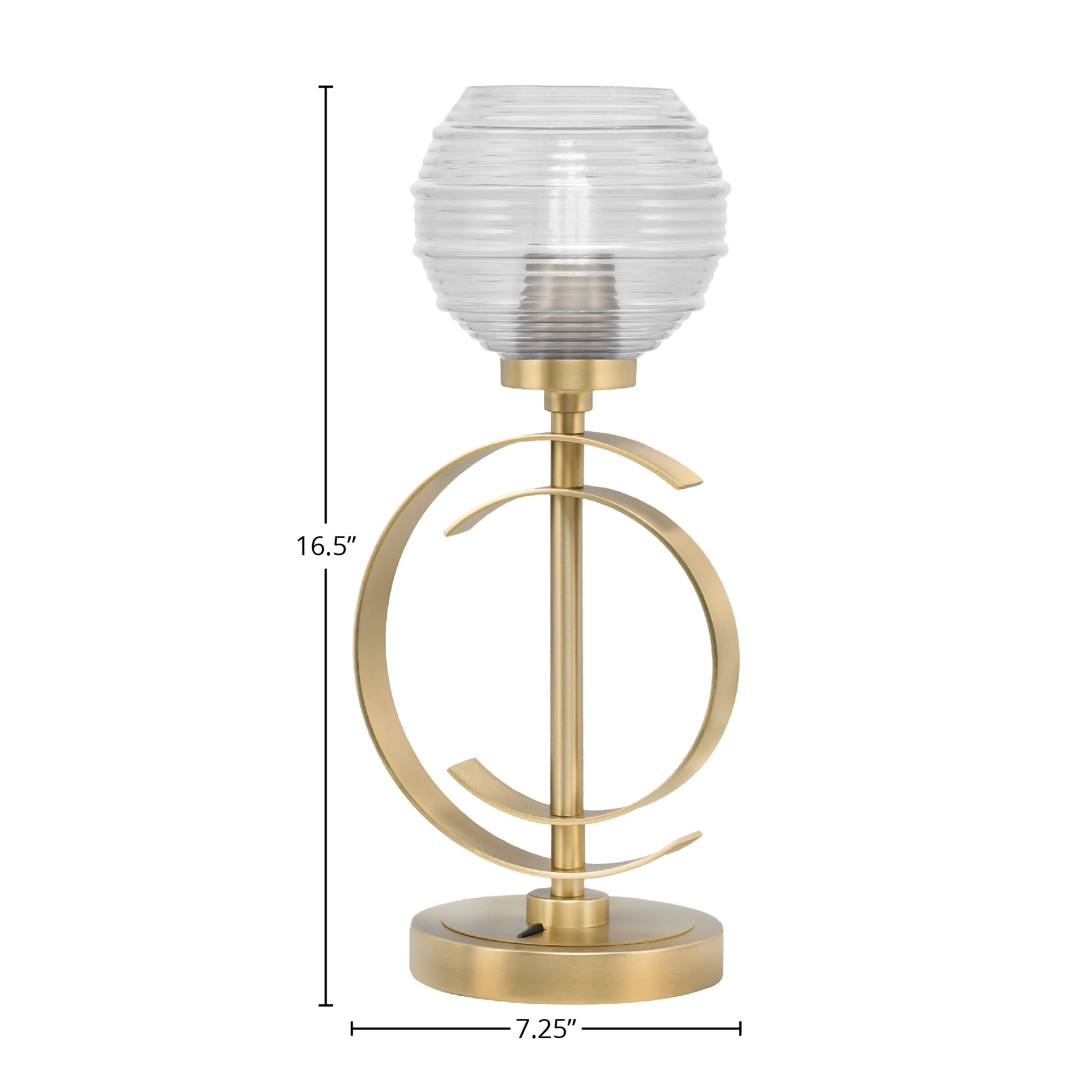 Accent Lamps One Light Accent Lamp in New Age Brass with 6" Clear Ribbed Shade