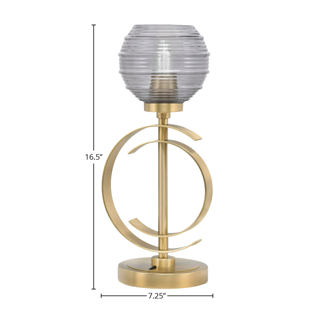 Accent Lamps One Light Accent Lamp in New Age Brass with 6" Smoke Ribbed Shade