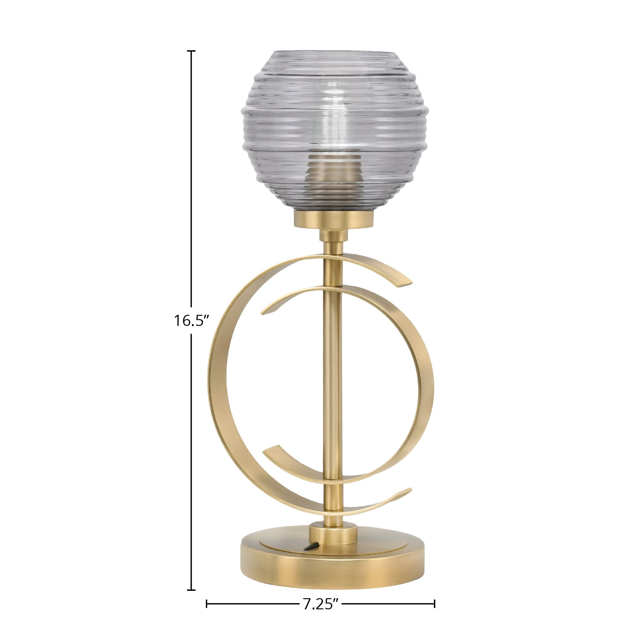 Accent Lamps One Light Accent Lamp in New Age Brass with 6" Smoke Ribbed Shade
