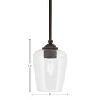 Zilo One Light Mini Pendant in Dark Granite with 5" Clear Bubble Shade