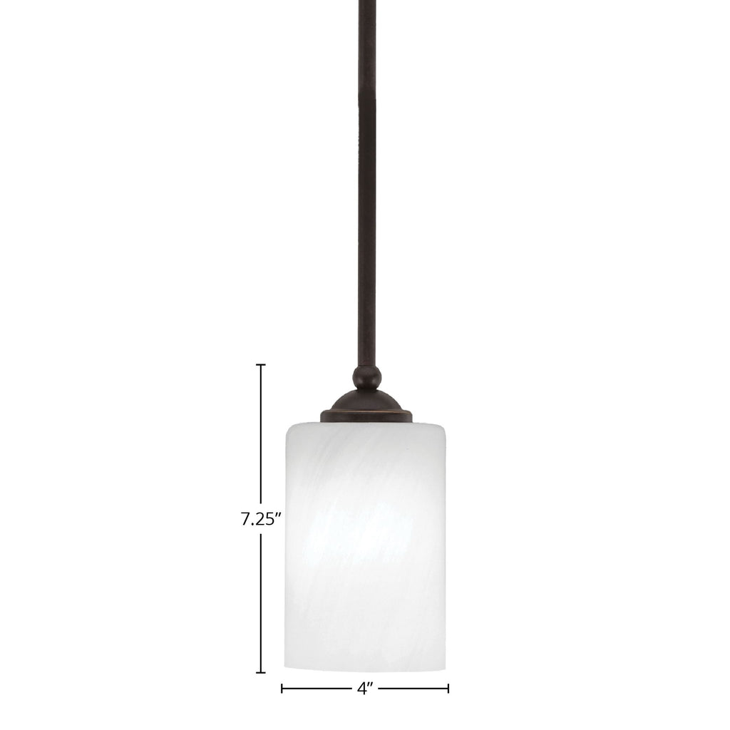 Zilo One Light Mini Pendant in Dark Granite with 4" White Marble Shade