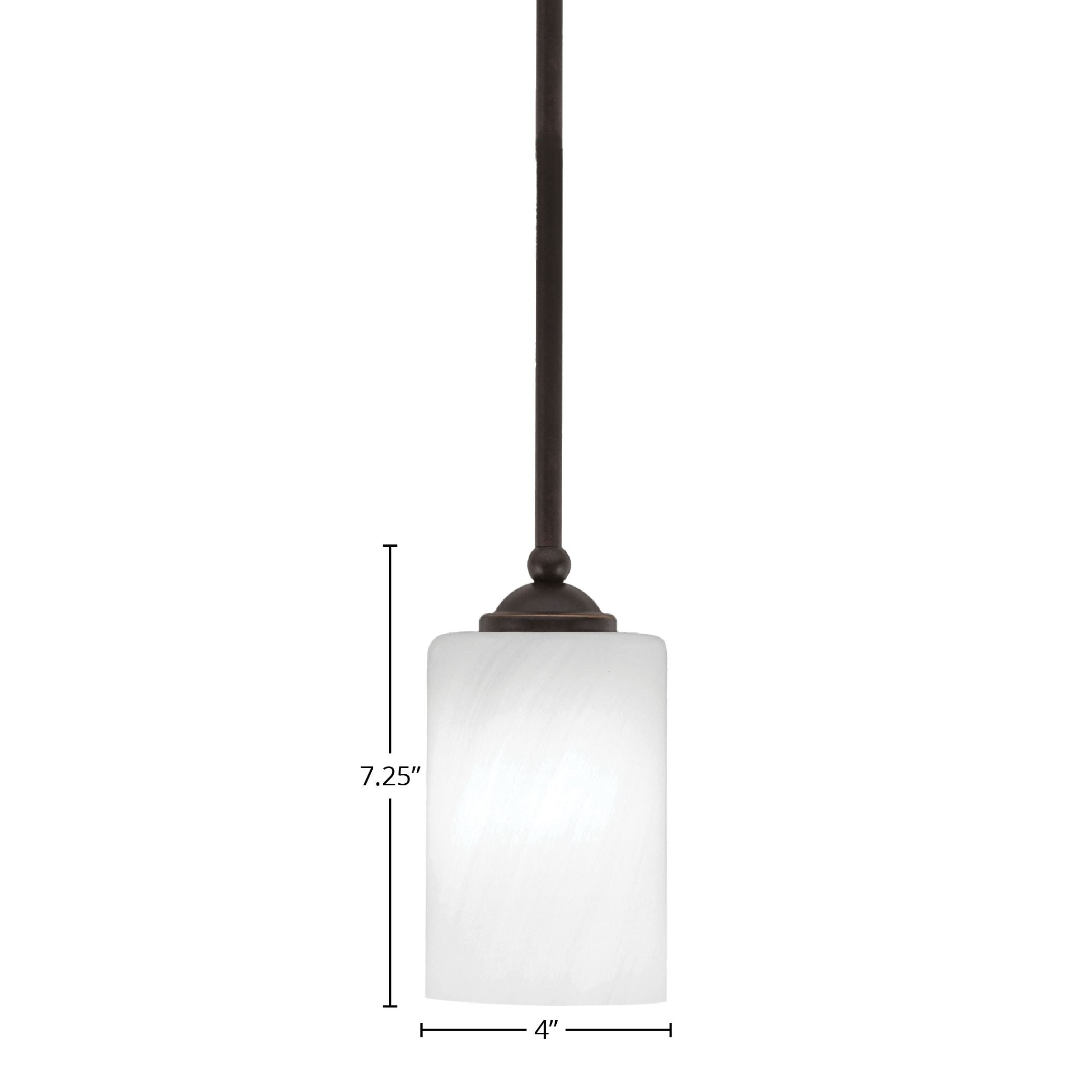 Zilo One Light Mini Pendant in Dark Granite with 4" White Marble Shade