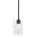 Zilo One Light Mini Pendant in Dark Granite with 4" Smoke Bubble Shade