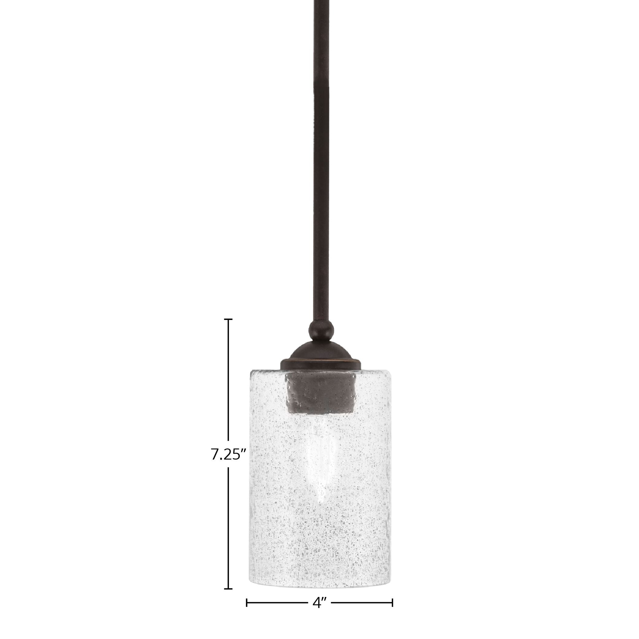 Zilo One Light Mini Pendant in Dark Granite with 4" Smoke Bubble Shade