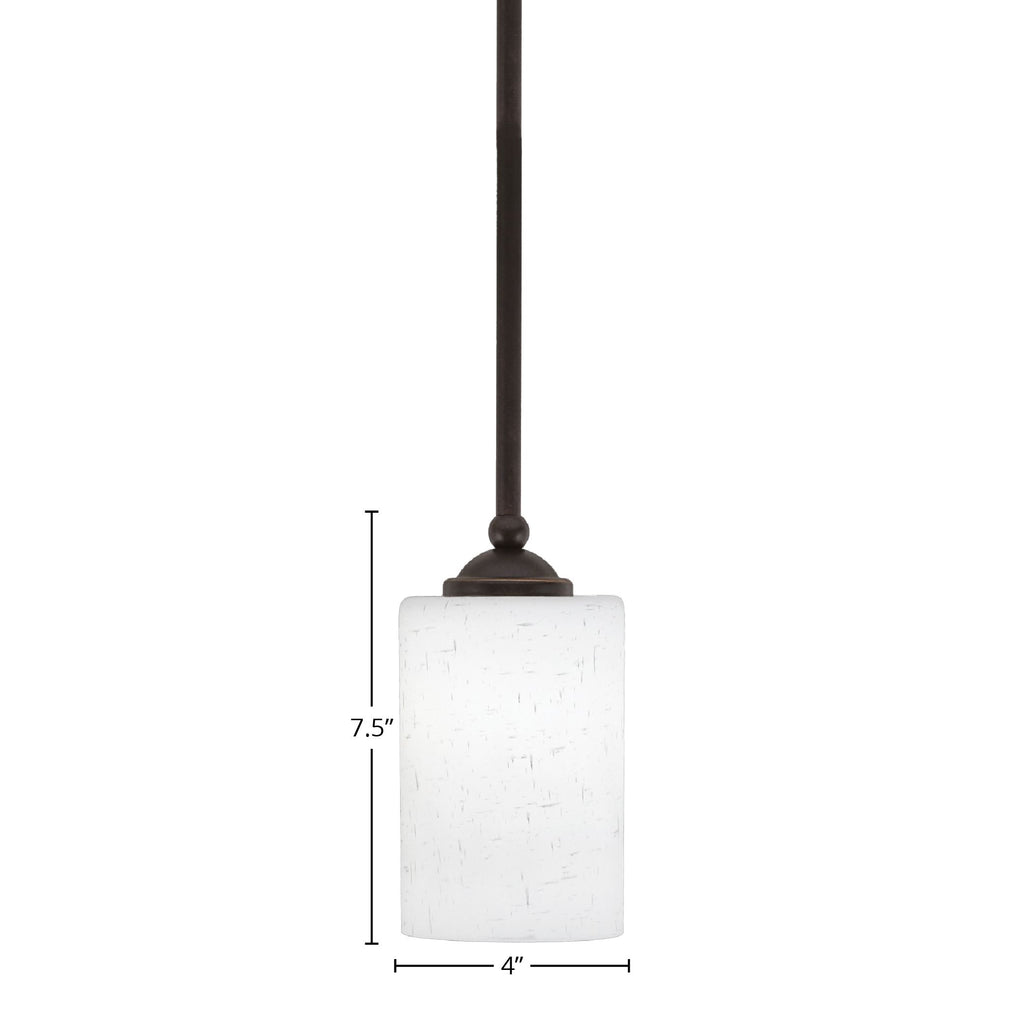 Zilo One Light Mini Pendant in Dark Granite with 4" White Muslin Shade
