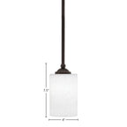 Zilo One Light Mini Pendant in Dark Granite with 4" White Muslin Shade