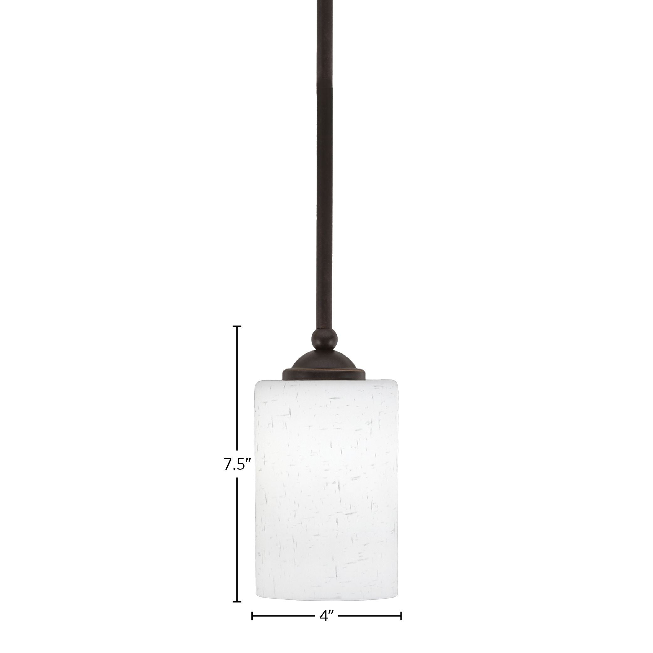 Zilo One Light Mini Pendant in Dark Granite with 4" White Muslin Shade