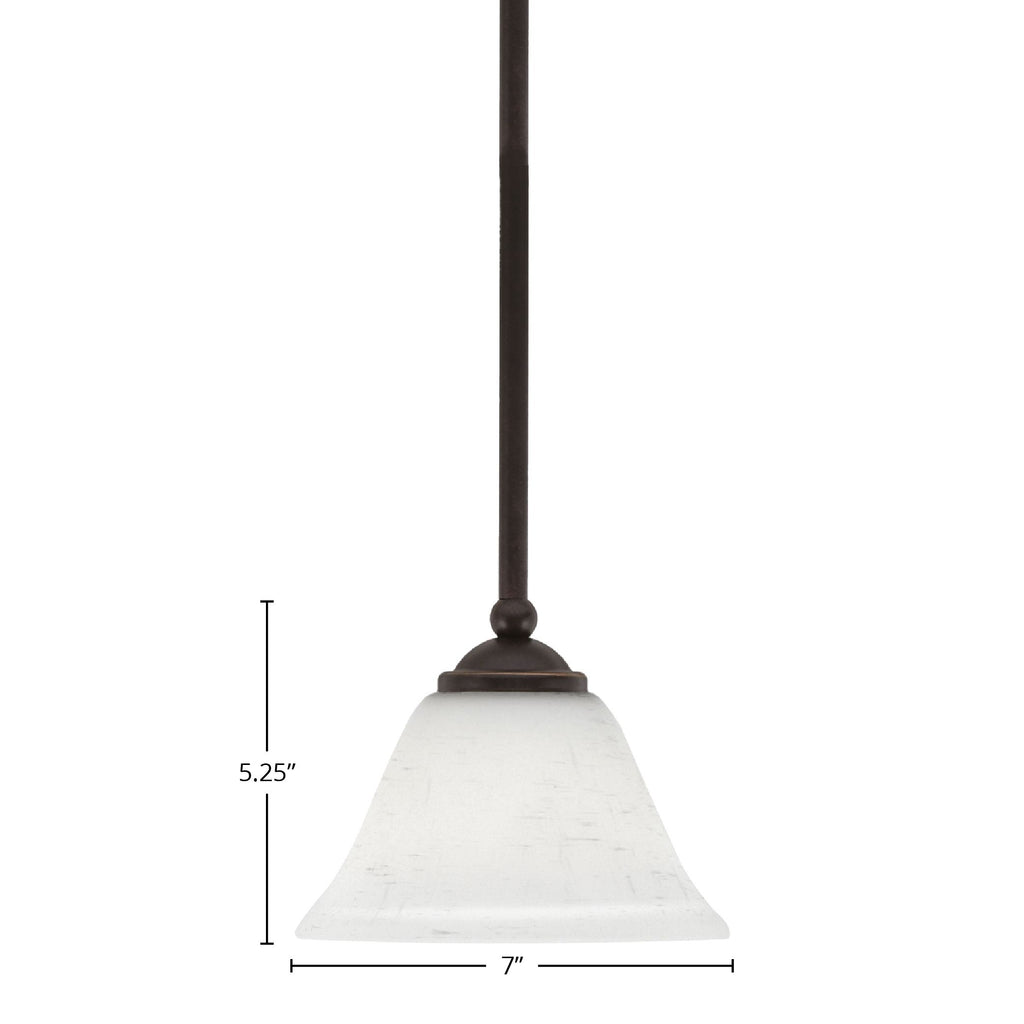 Zilo One Light Mini Pendant in Dark Granite with 7" White Muslin Shade