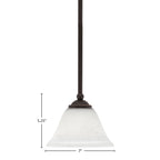 Zilo One Light Mini Pendant in Dark Granite with 7" White Muslin Shade