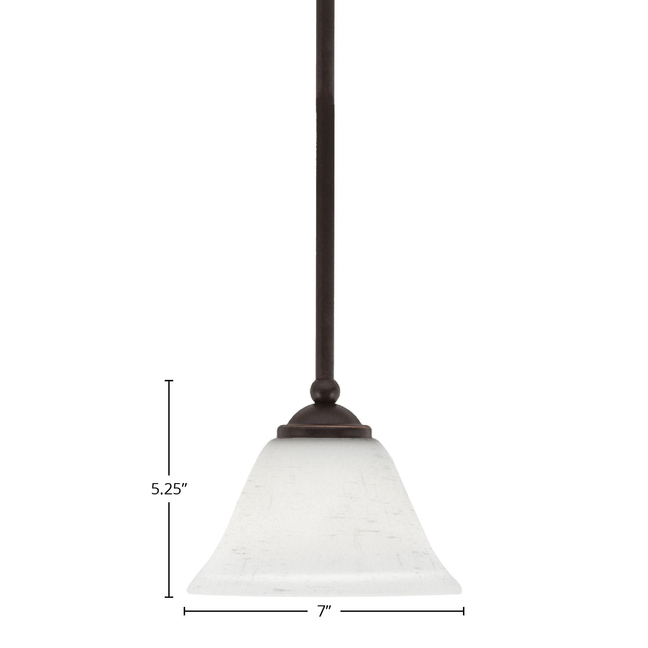 Zilo One Light Mini Pendant in Dark Granite with 7" White Muslin Shade