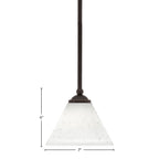 Zilo One Light Mini Pendant in Dark Granite with 7" White Muslin Shade