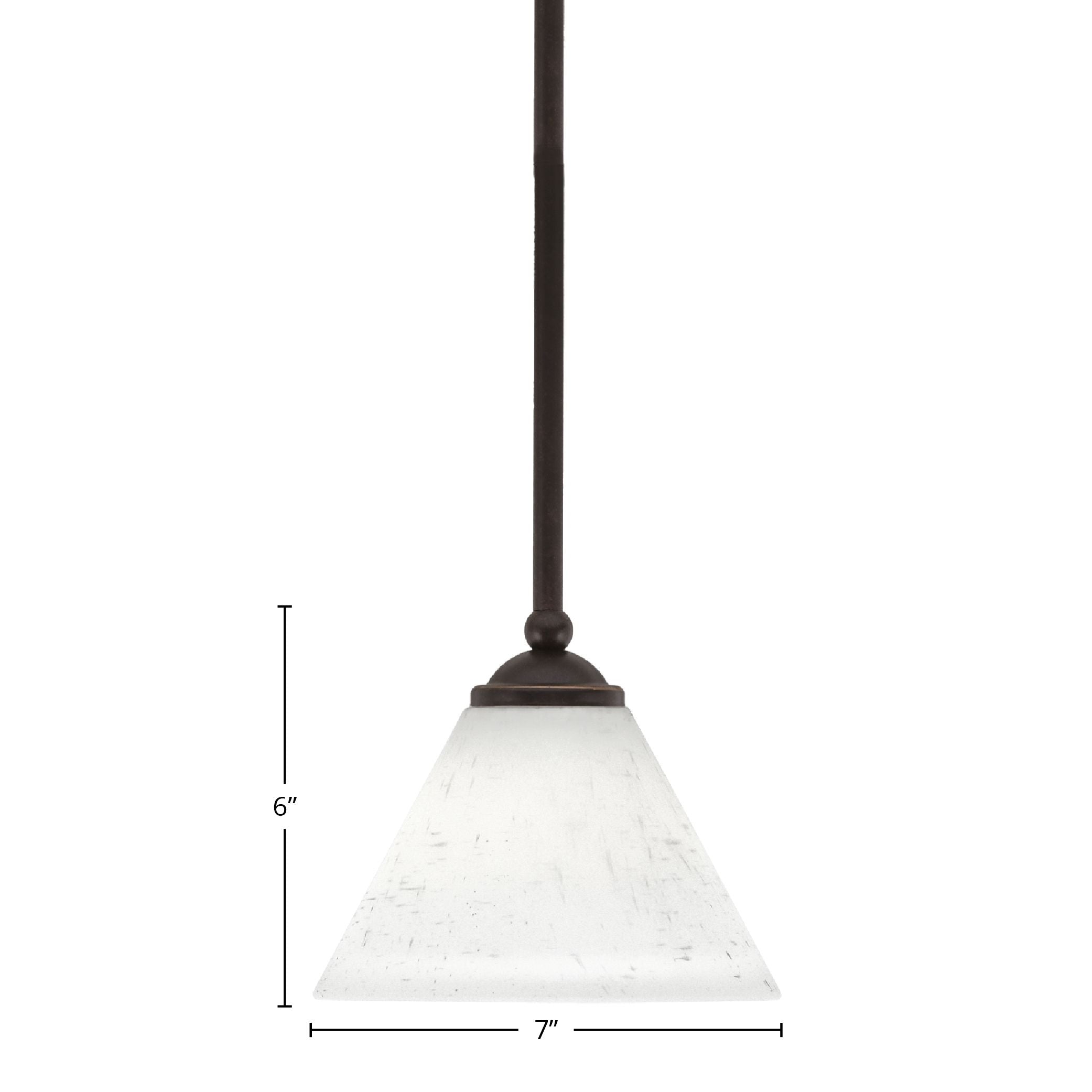 Zilo One Light Mini Pendant in Dark Granite with 7" White Muslin Shade
