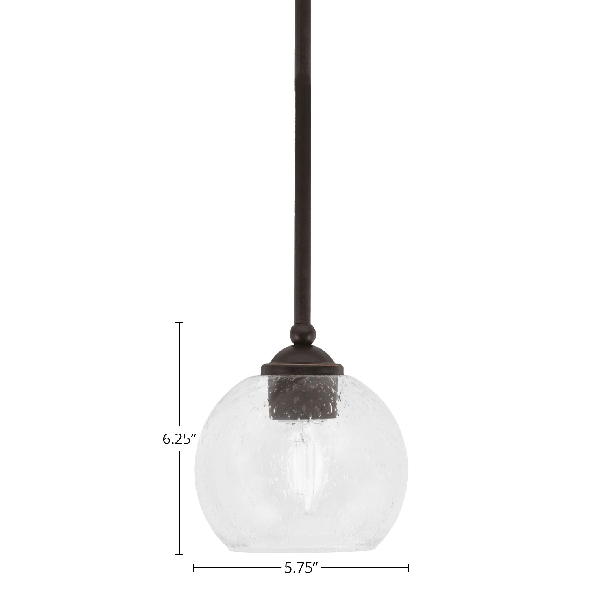 Zilo One Light Mini Pendant in Dark Granite with 5.75" Clear Bubble Shade