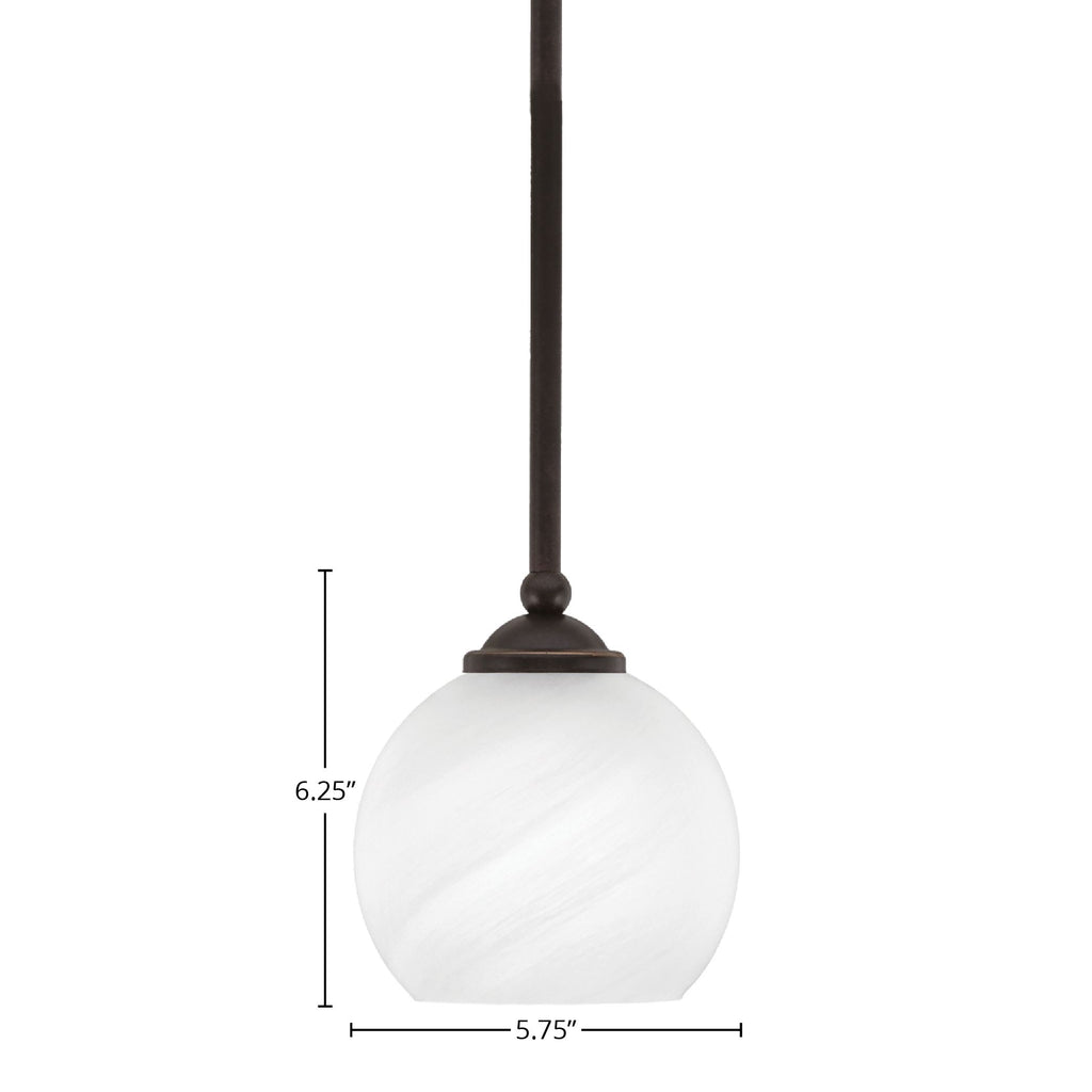 Zilo One Light Mini Pendant in Dark Granite with 5.75" White Marble Shade