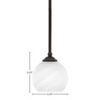Zilo One Light Mini Pendant in Dark Granite with 5.75" White Marble Shade