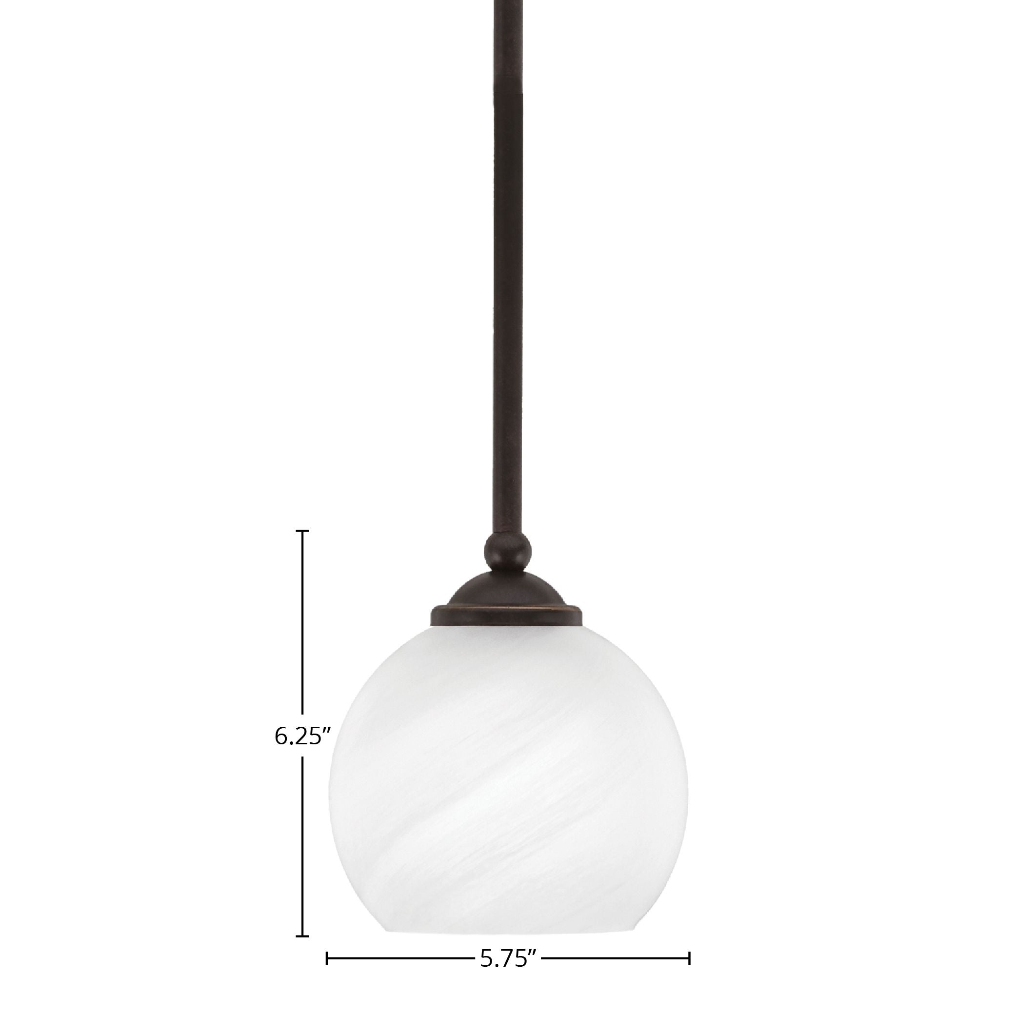 Zilo One Light Mini Pendant in Dark Granite with 5.75" White Marble Shade