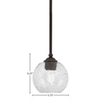 Zilo One Light Mini Pendant in Dark Granite with 5.75" Smoke Bubble Shade