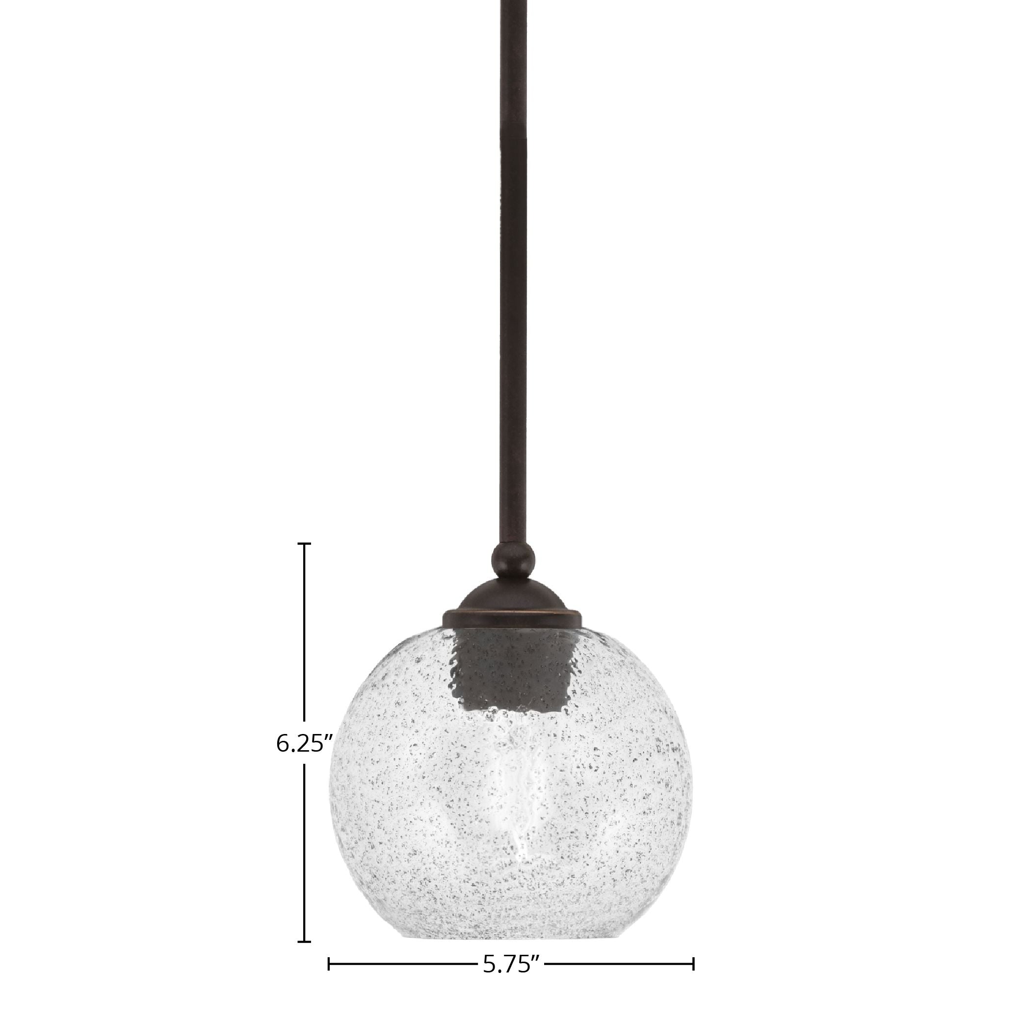 Zilo One Light Mini Pendant in Dark Granite with 5.75" Smoke Bubble Shade
