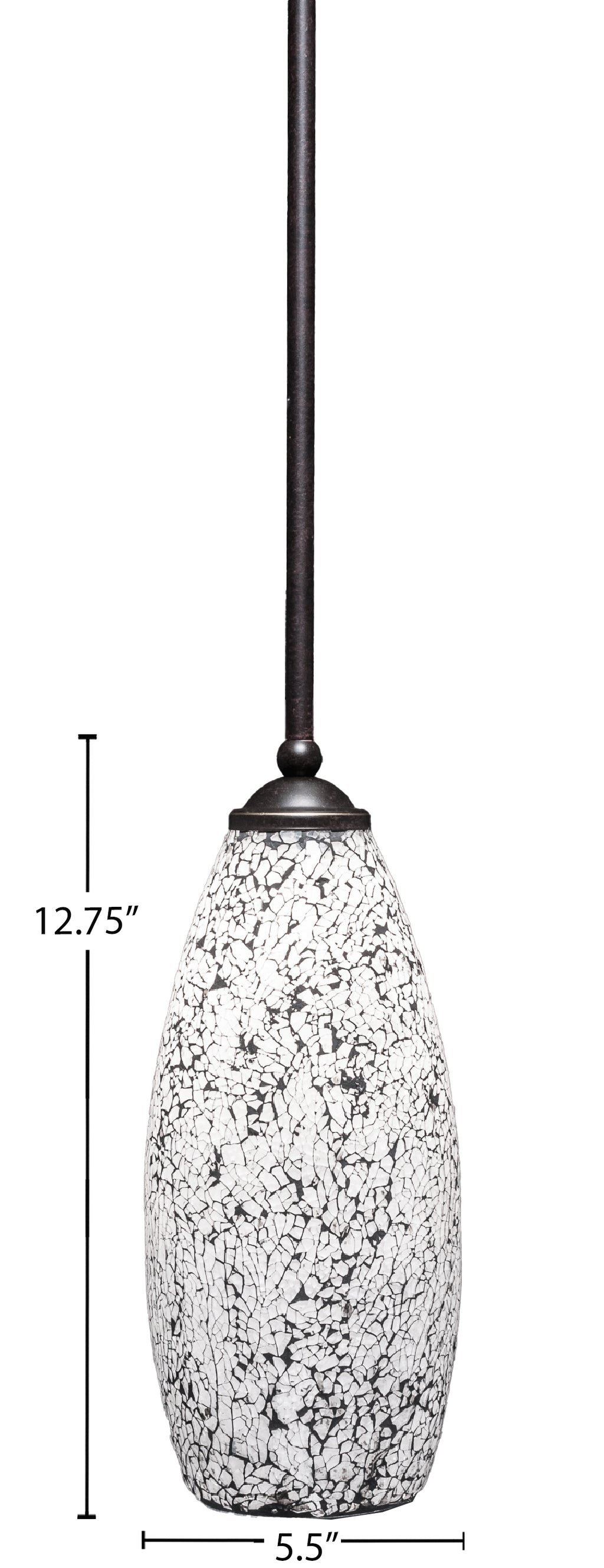 Zilo One Light Mini Pendant in Dark Granite with 5.5" Black Fusion Shade