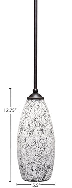 Zilo One Light Mini Pendant in Dark Granite with 5.5" Black Fusion Shade