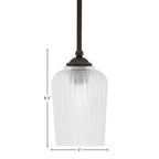 Zilo One Light Mini Pendant in Dark Granite with 5" Clear Textured Shade