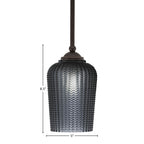 Zilo One Light Mini Pendant in Dark Granite with 5" Smoke Textured Shade