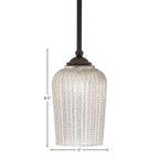 Zilo One Light Mini Pendant in Dark Granite with 5" Silver Textured Shade